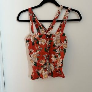 Floral button up tank